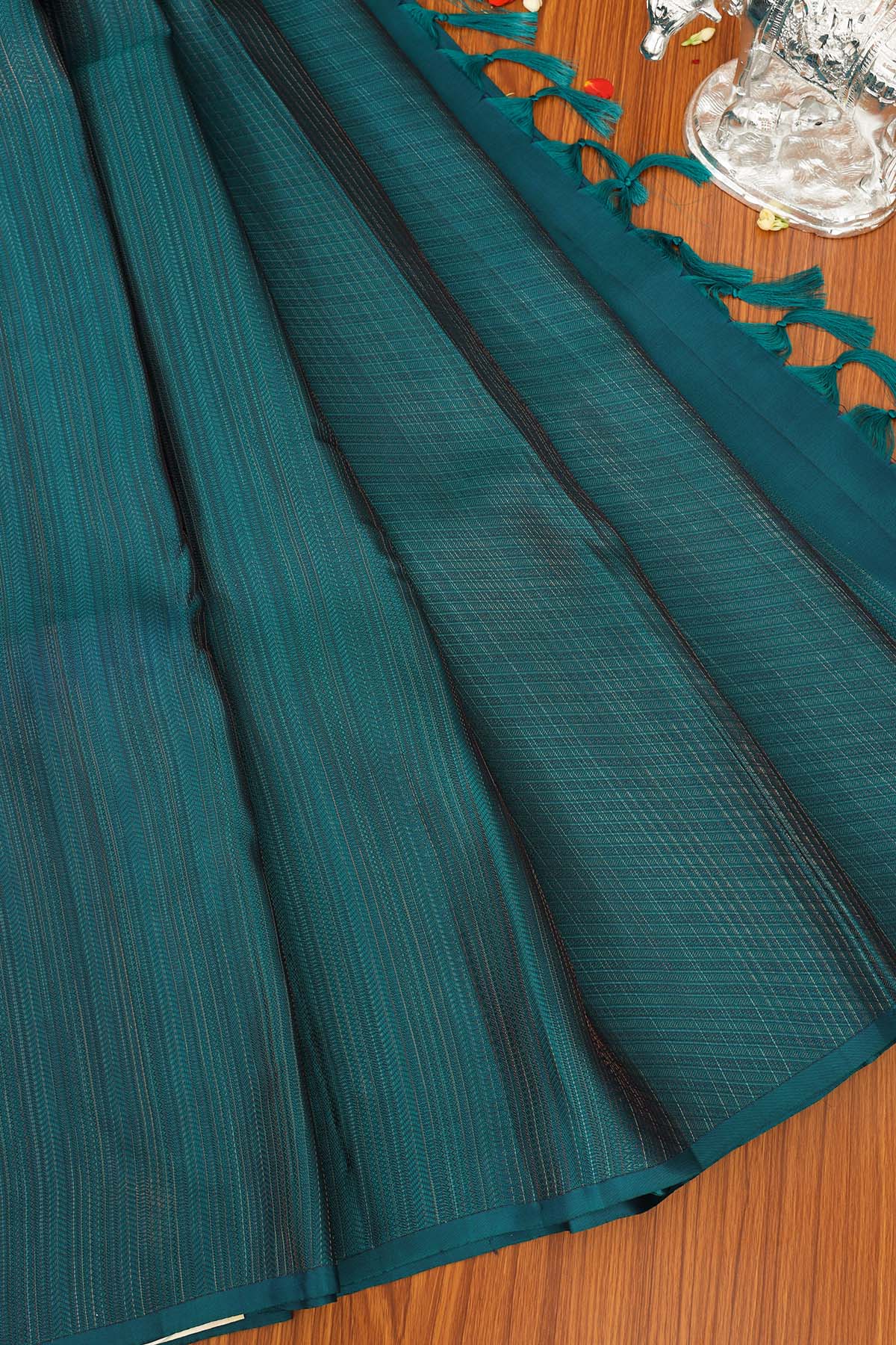 Midnight Teal Elegant Soft Silk Saree