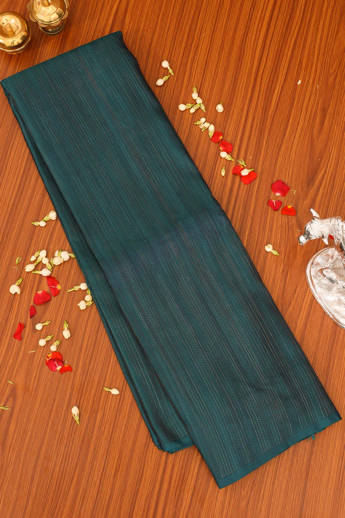 Midnight Teal Elegant Soft Silk Saree