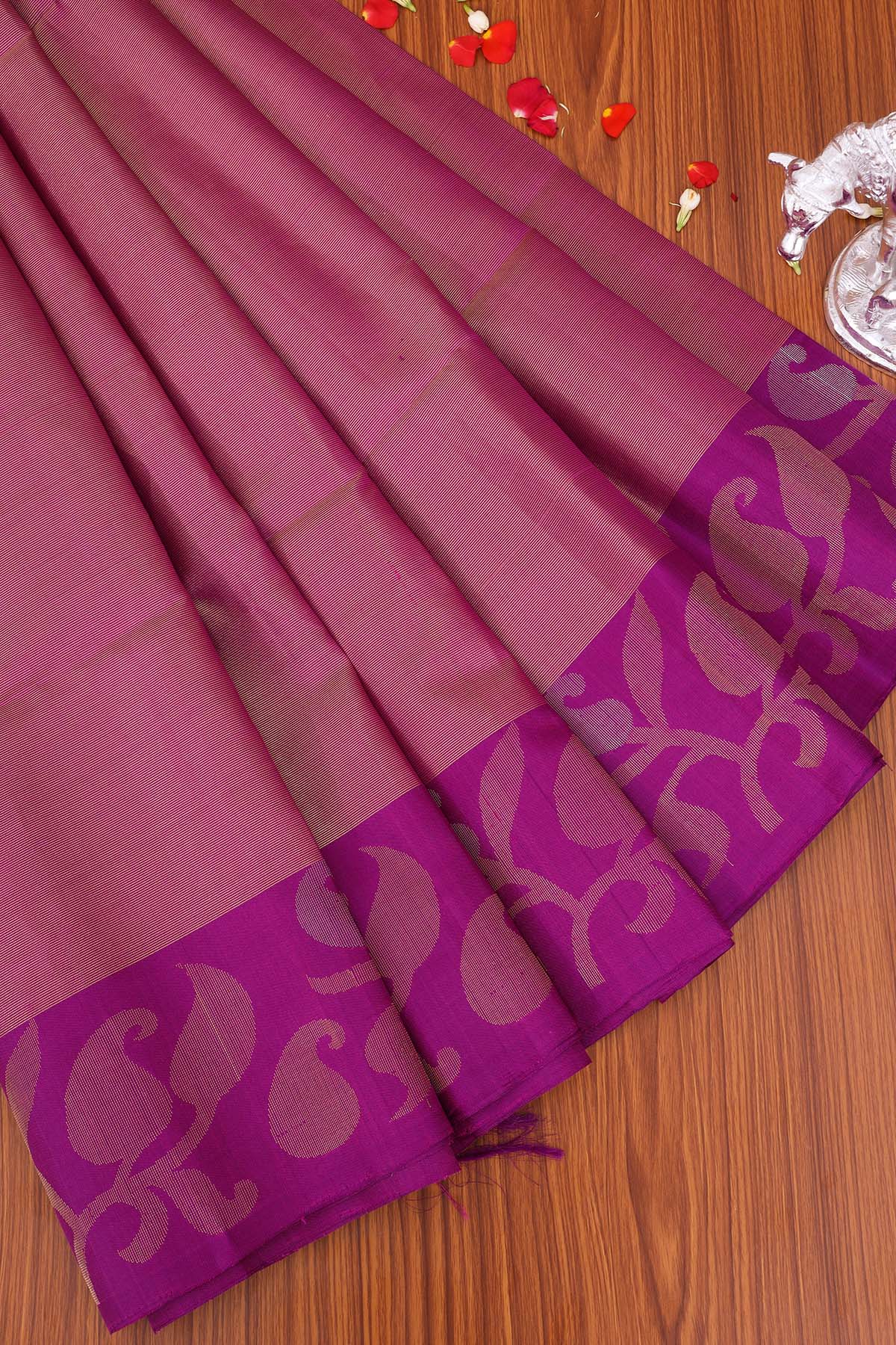 Temple Heritage Pink Zari Soft Silk Saree