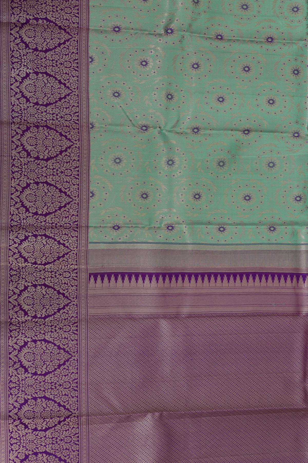 Temple Elegance Green & Purple Kanchi Soft Silk Saree
