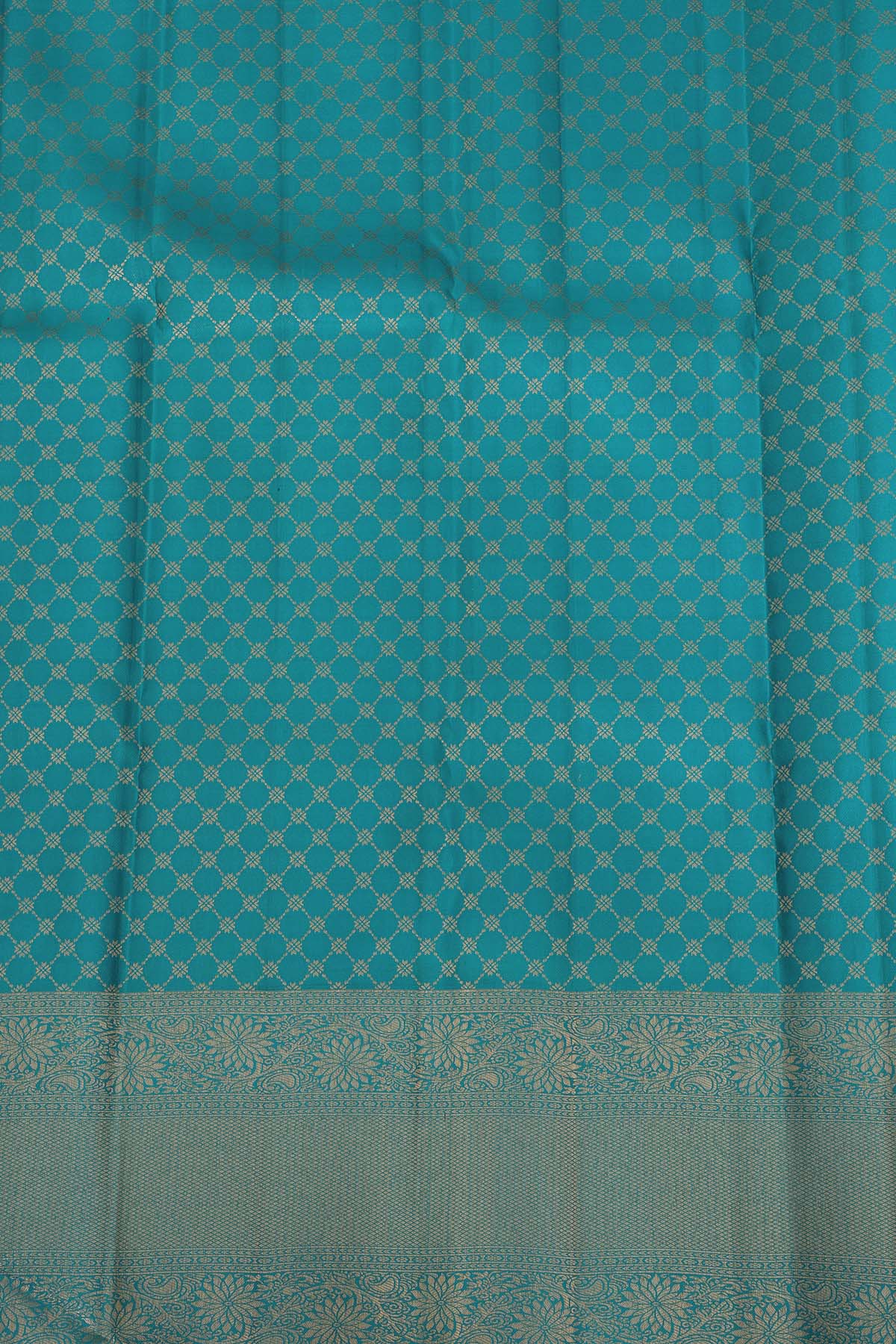 Elegant Pastel Peach & Teal Kanchipuram Soft Silk Saree
