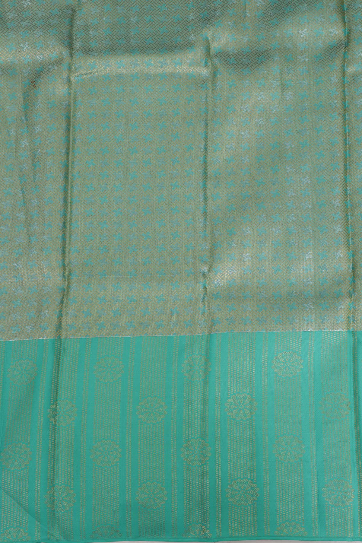 Sea Green Silver Zari Kanchipuram Silk Saree