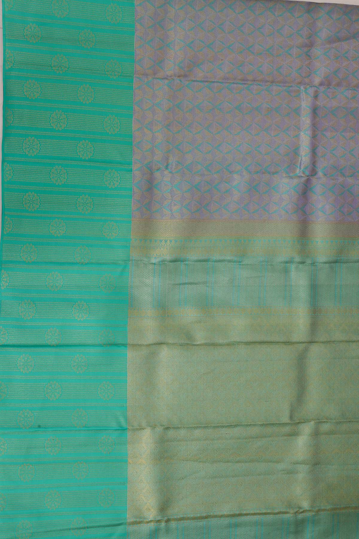 Sea Green Silver Zari Kanchipuram Silk Saree