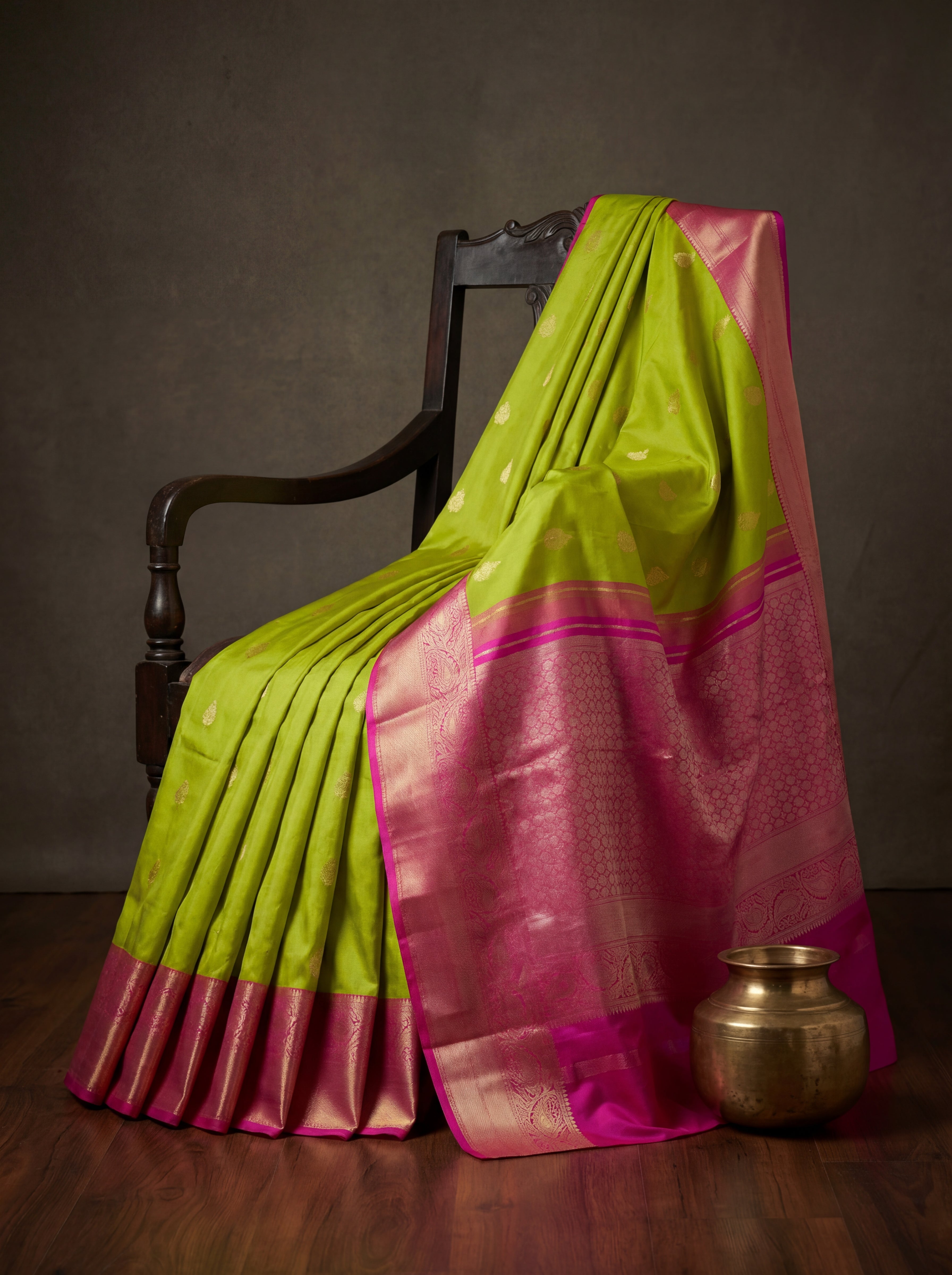 Vibrant Parrot Green Mix Soft Silk Saree