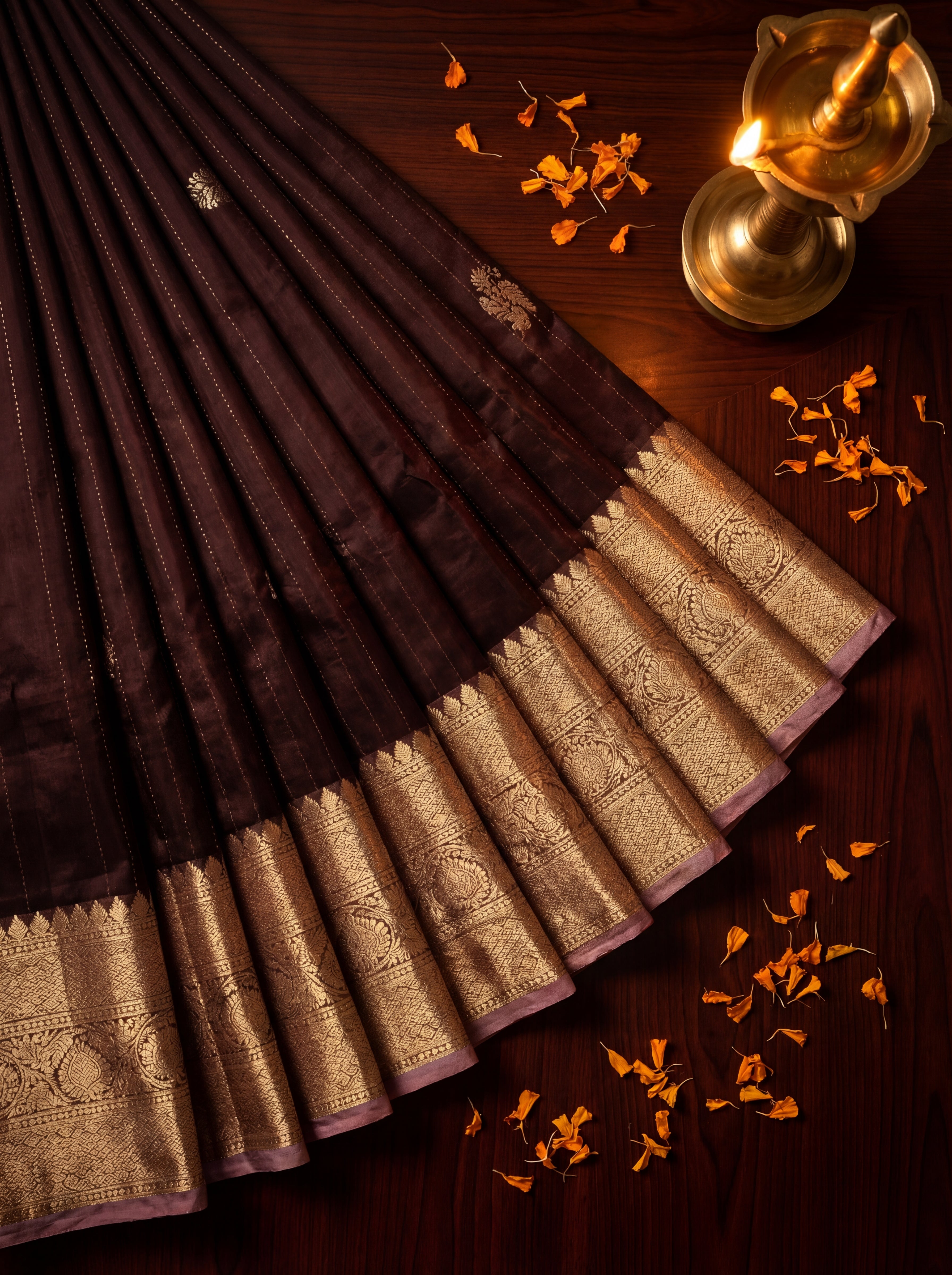 Elegant Chocolate Brown Mix Soft Silk Saree