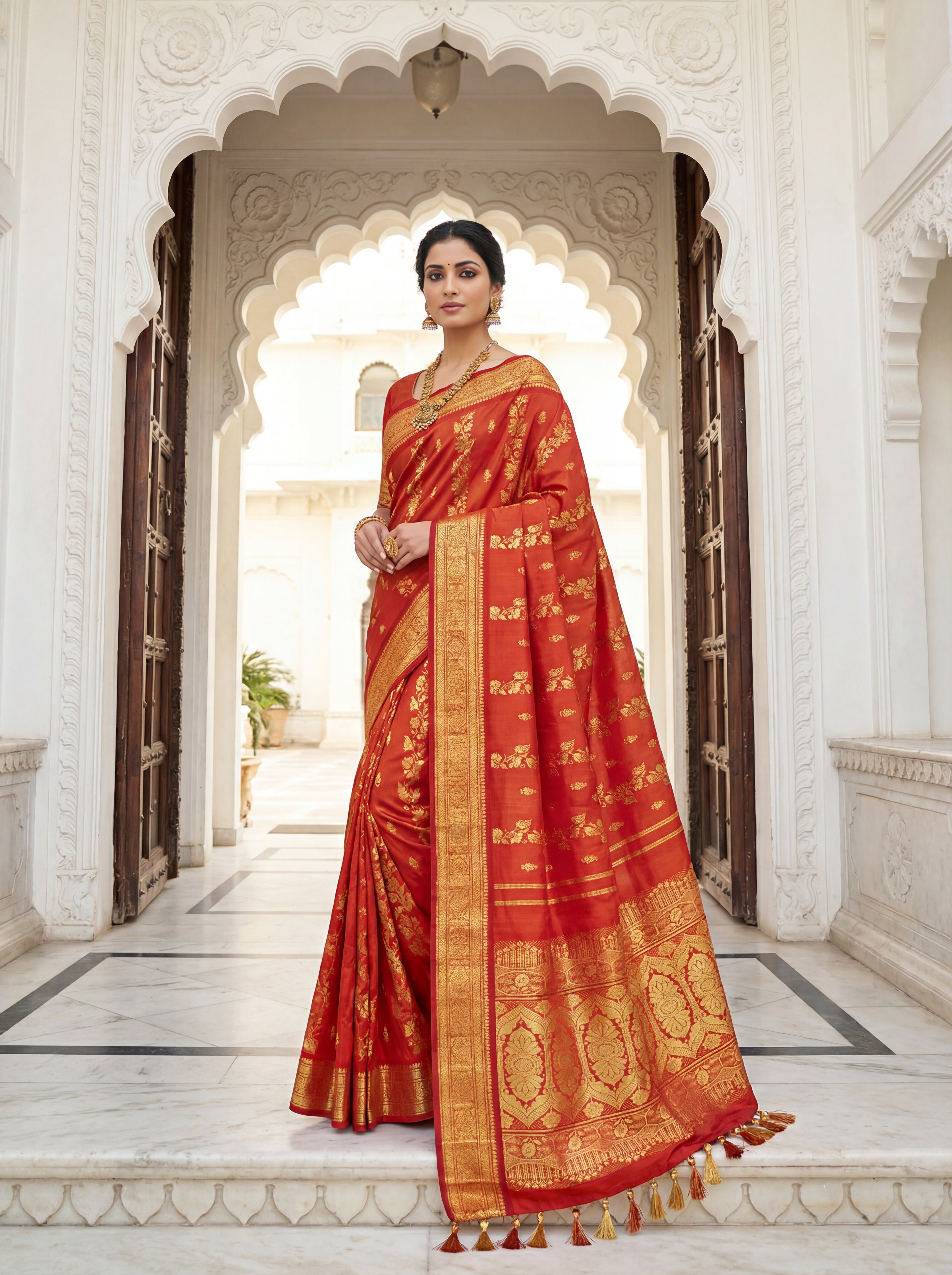 Traditional Red Putta Saree Pure Silk