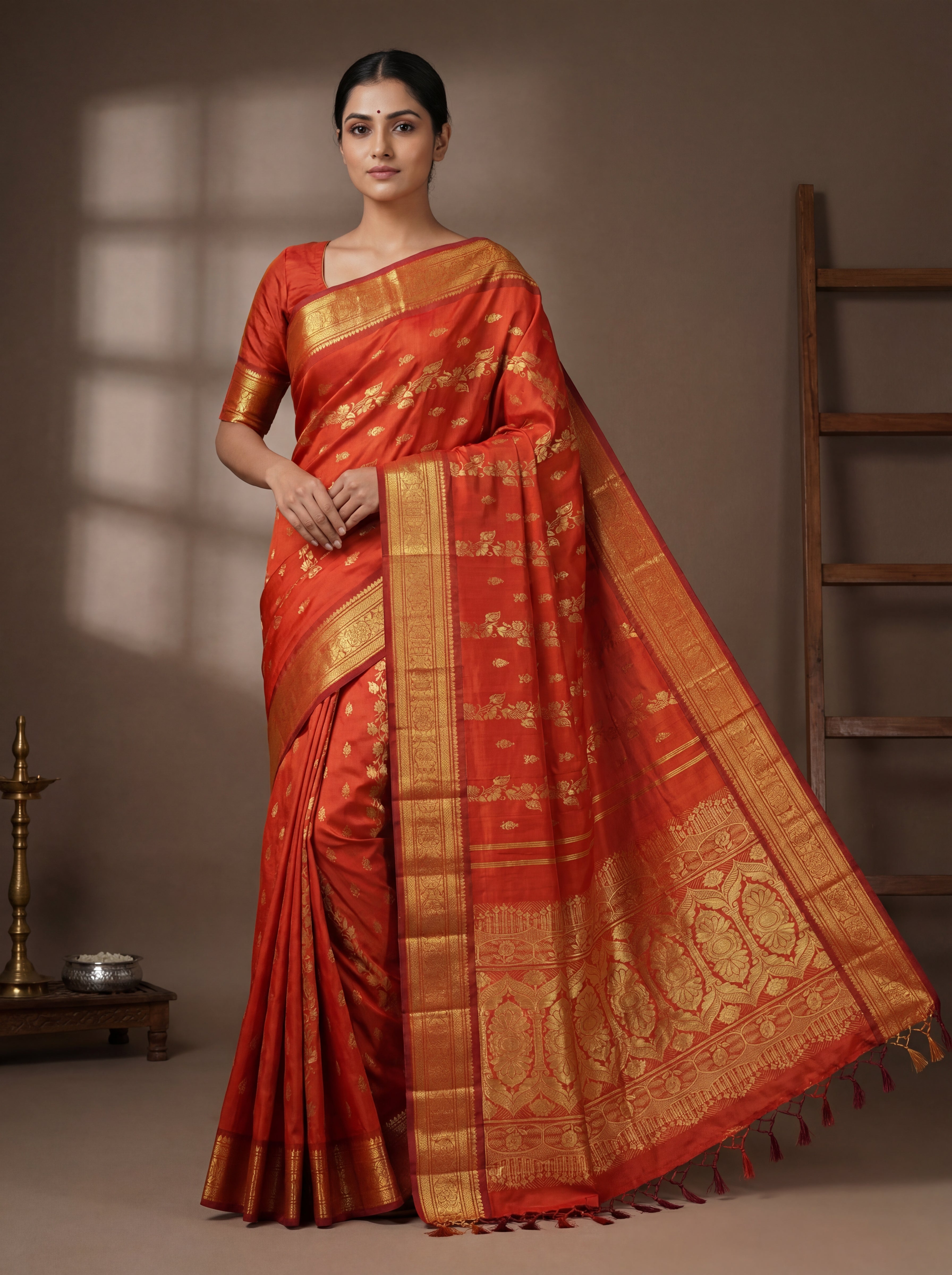 Traditional Red Putta Saree Pure Silk