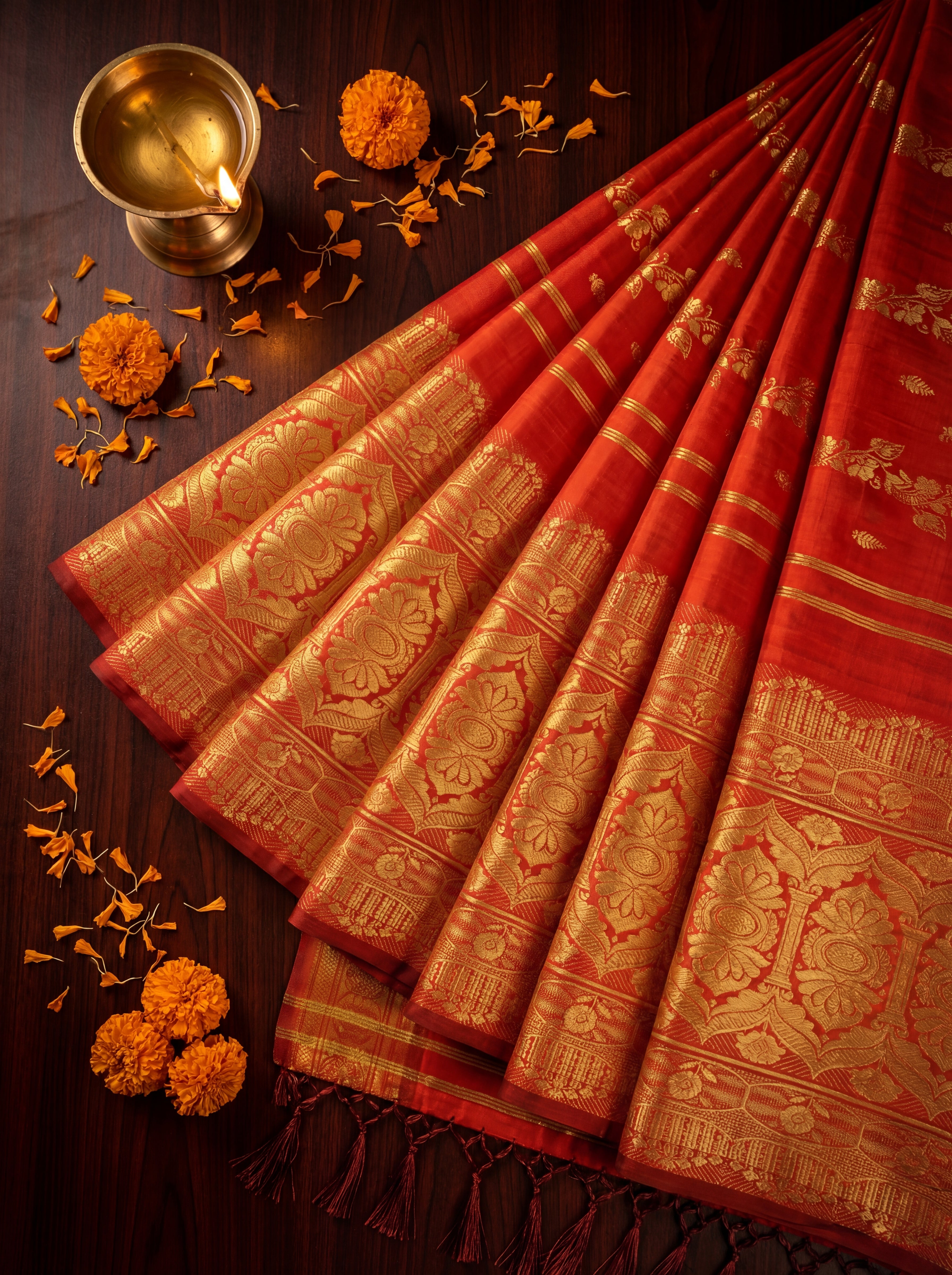 Traditional Red Putta Saree Pure Silk