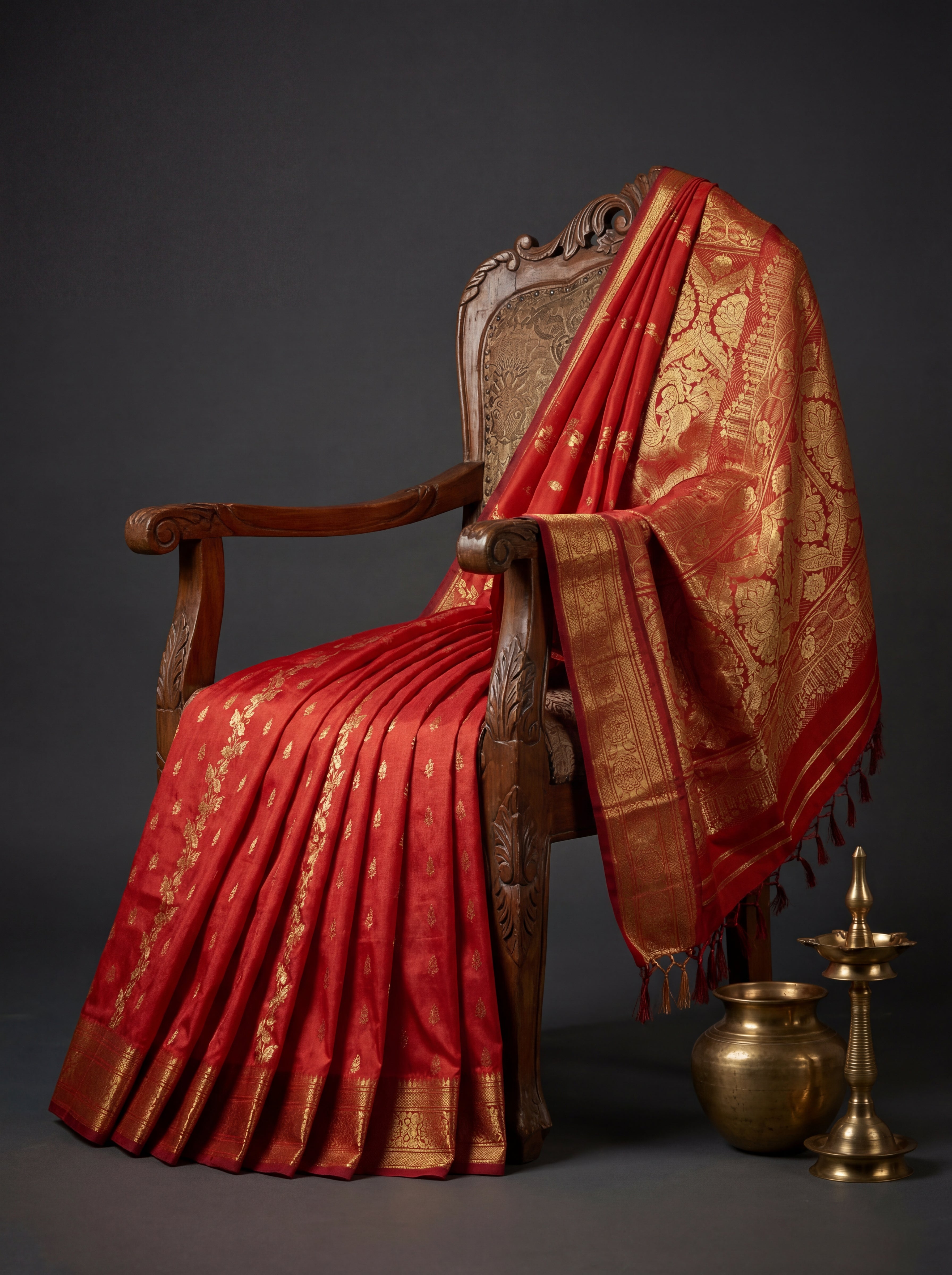 Traditional Red Putta Saree Pure Silk
