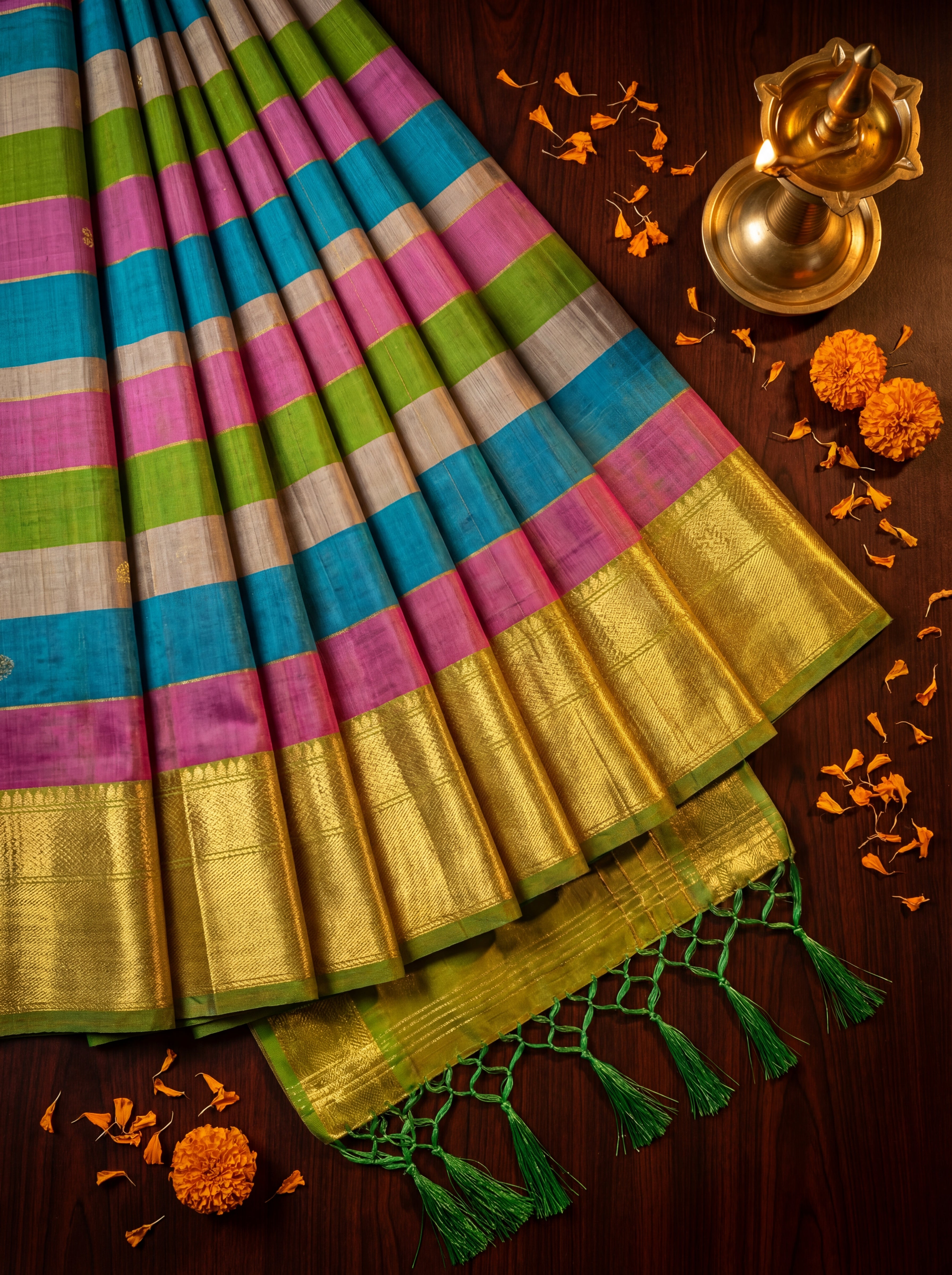 Traditional Multicolor Putta Saree Pure Silk