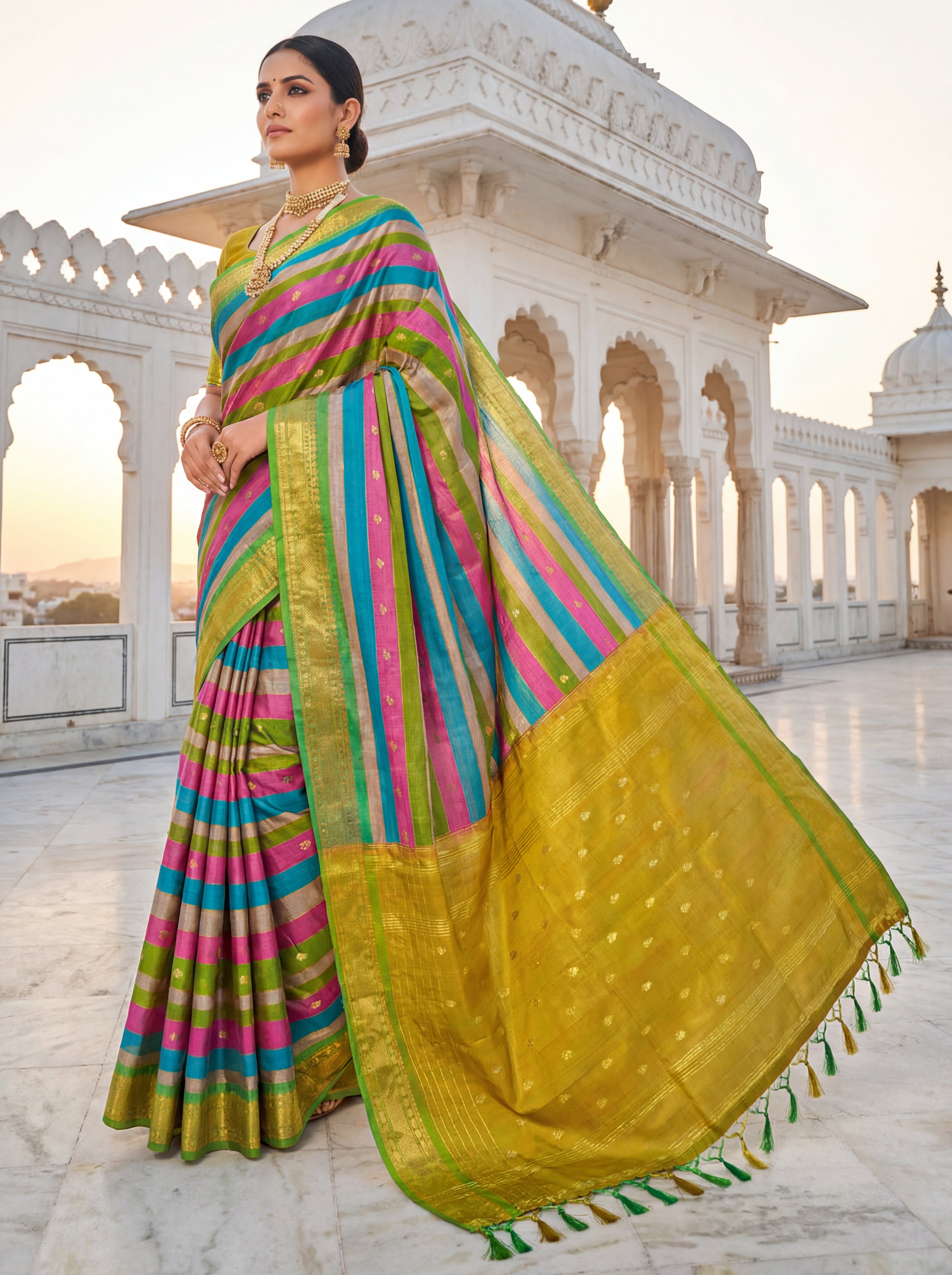 Traditional Multicolor Putta Saree Pure Silk