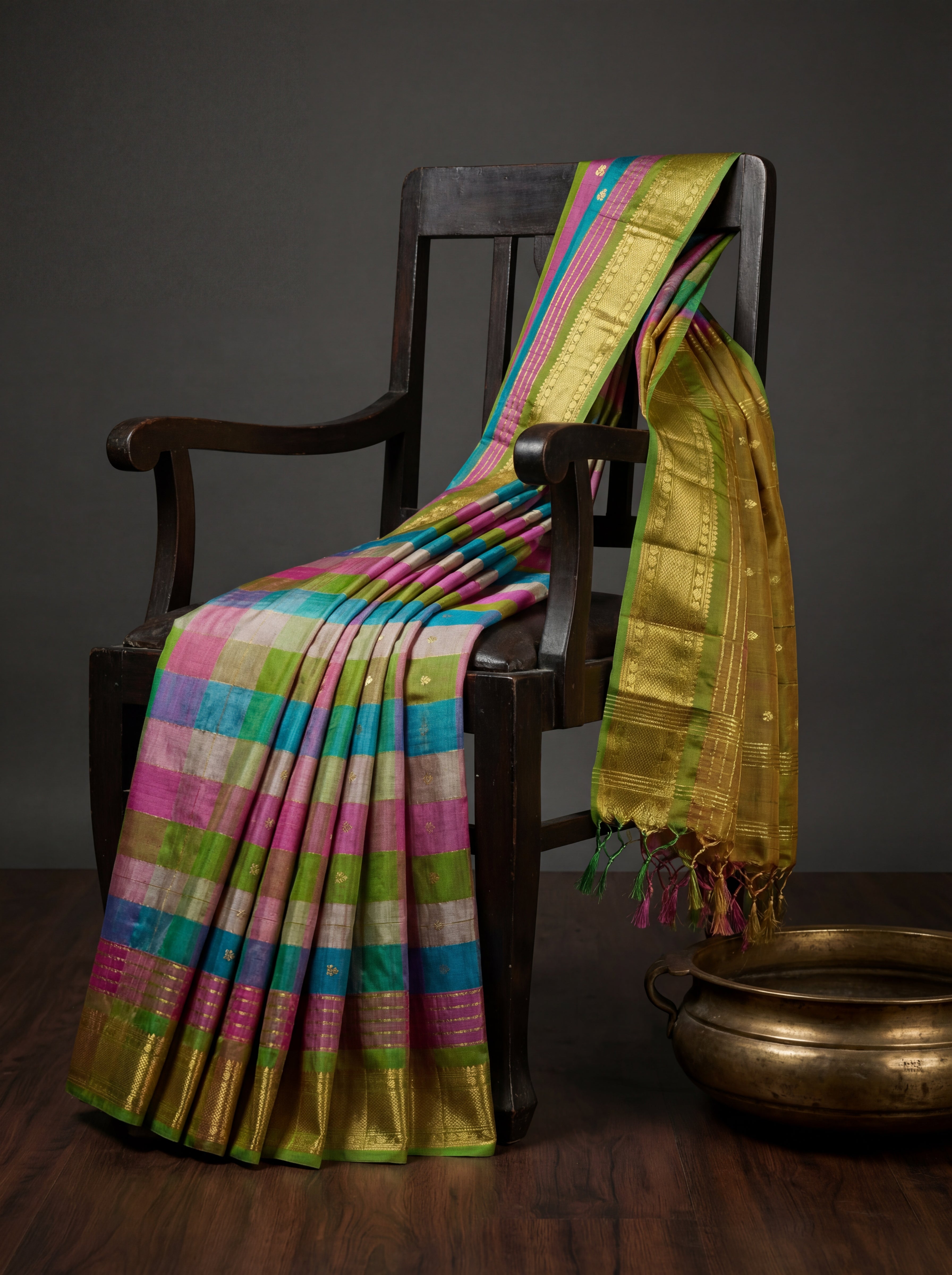 Traditional Multicolor Putta Saree Pure Silk