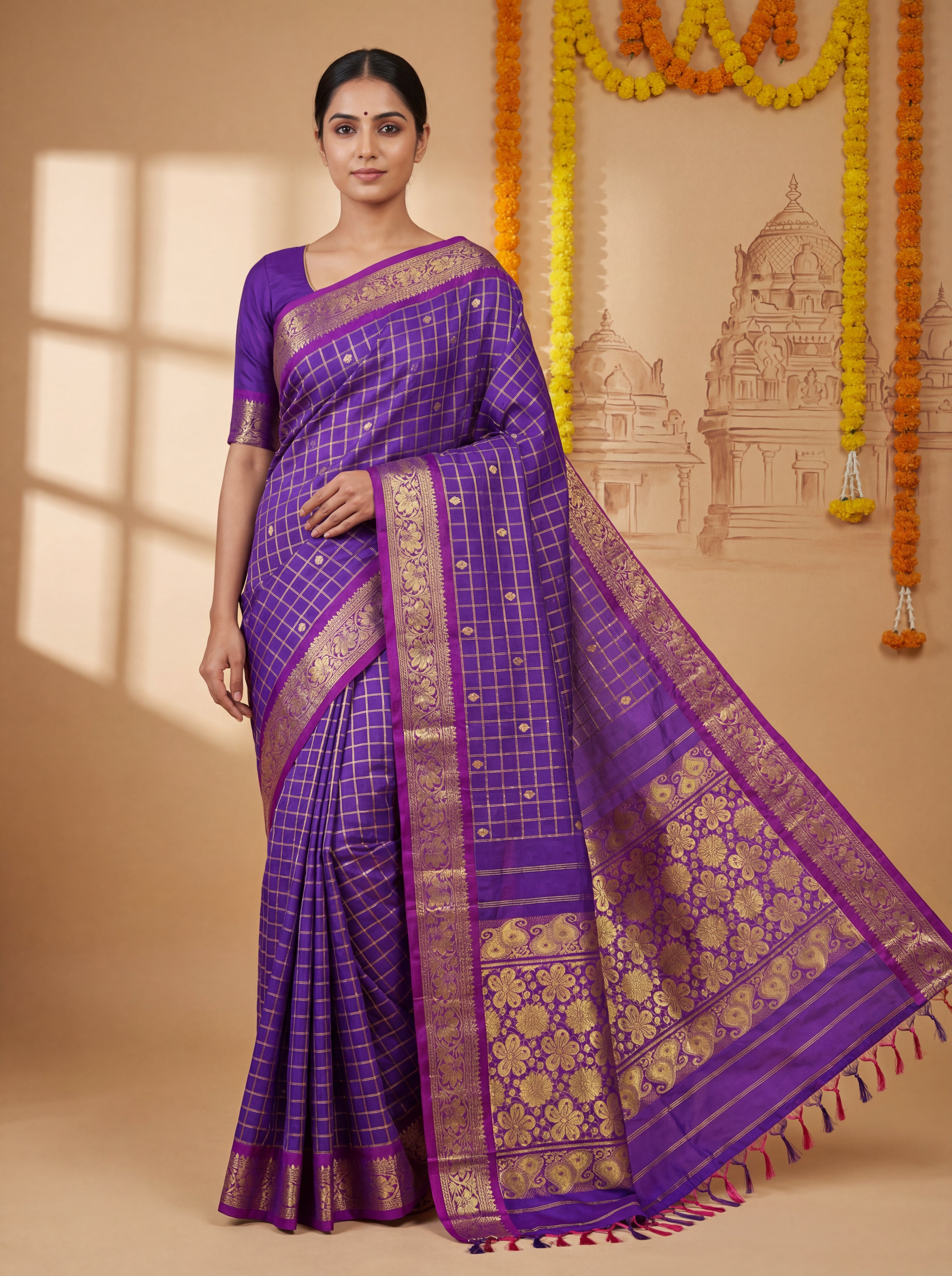 Royal Purple Traditional Silk Saree