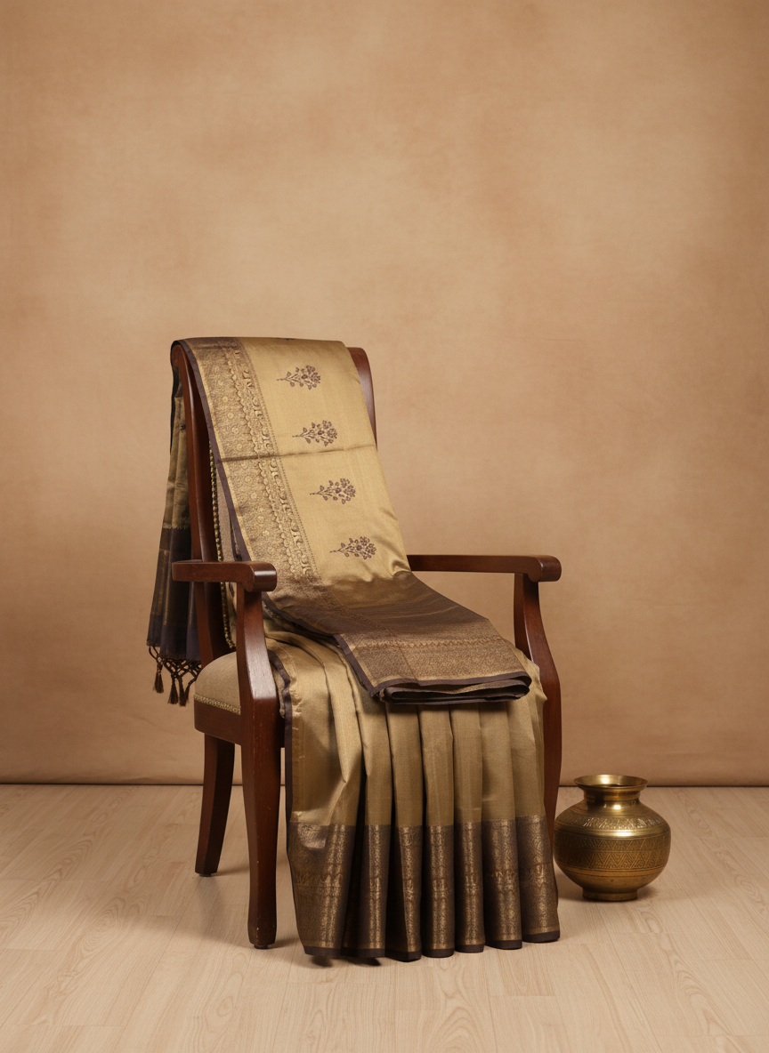 Royal Antique Gold Tissue Kanchipuram Silk Saree