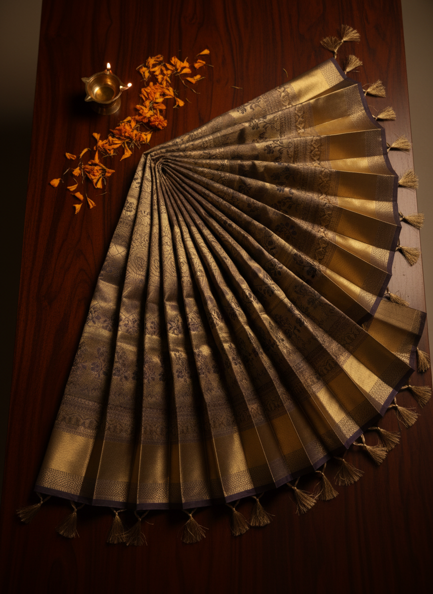 Royal Antique Gold Tissue Kanchipuram Silk Saree