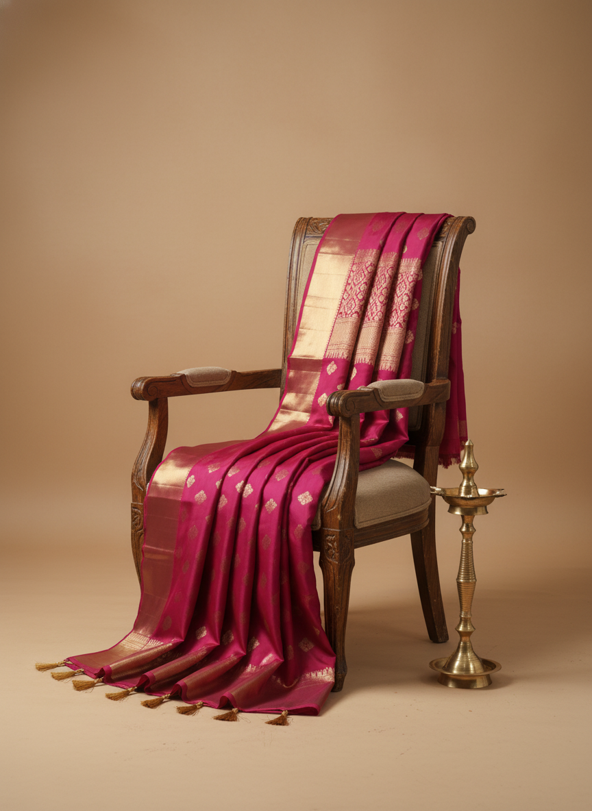 Classic Vermilion Red Traditional Kanchipuram Silk Saree